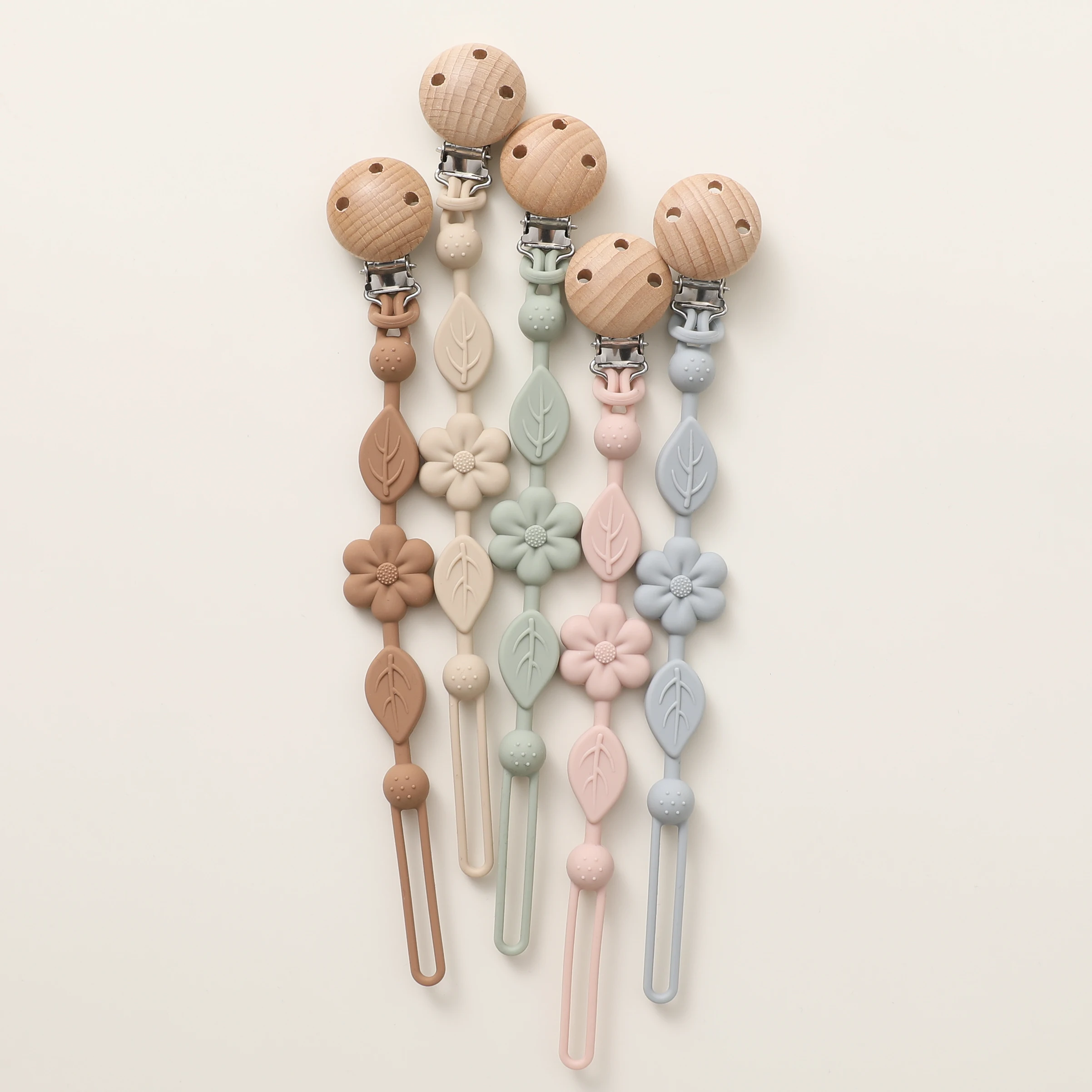 신생아용 실리콘 젖꼭지 체인, 꽃 손실 방지 조절식 젖꼭지 거치대, 아기 장난감 제품에 적합, 1 개