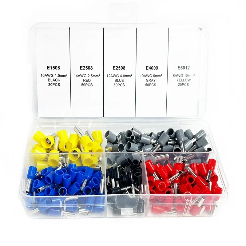 200-1900Pcs 전기 튜브 절연 터미널 VE 관형 압착 단자 와이어 케이블 커넥터 페룰 터미널 커넥터