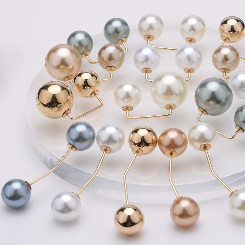 여성을위한 더블 진주 핀 브로치 의류 드레스 고정 안전 핀 여성 브로치 액세서리 바지 장식 진주 보석 클립