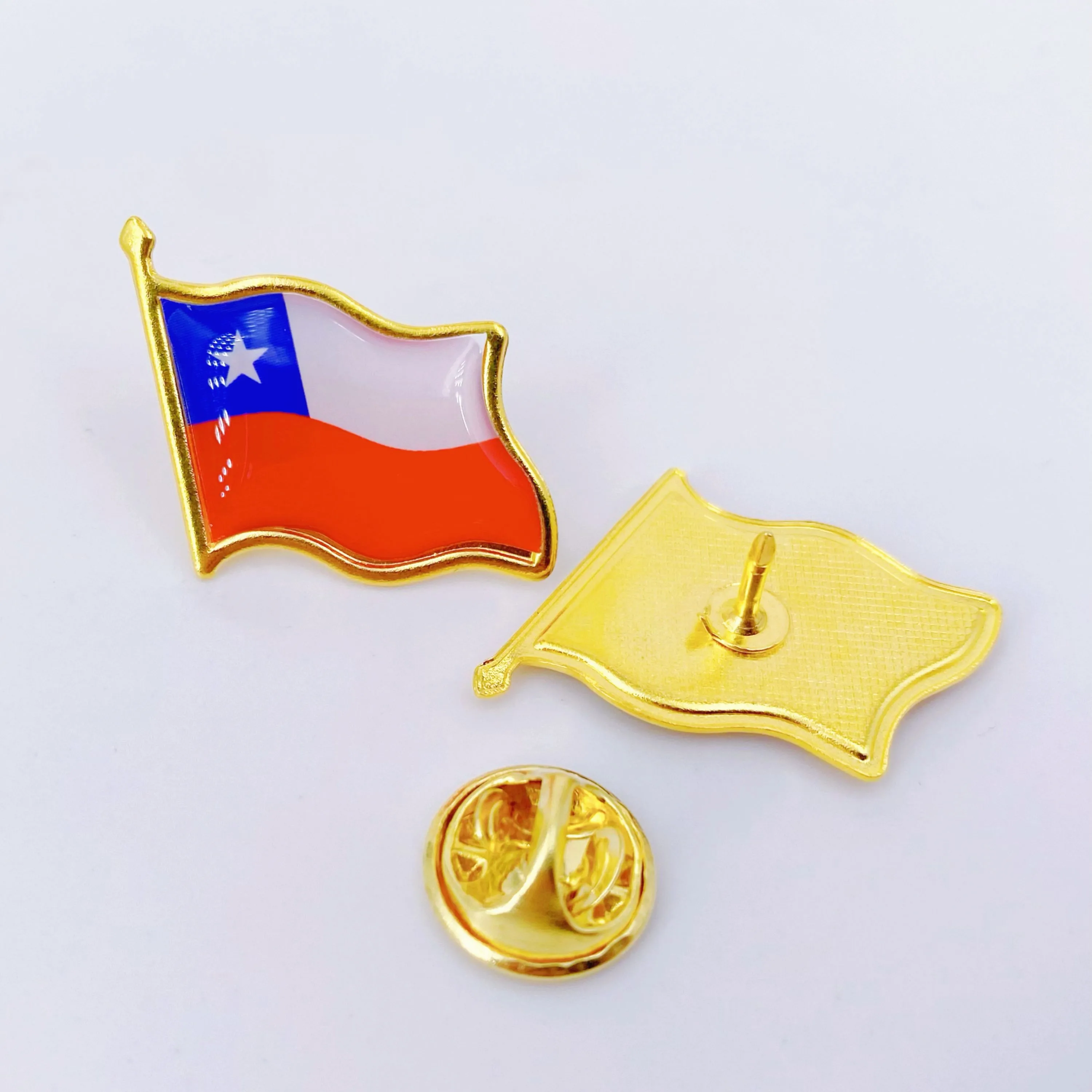 칠레 국기 옷깃 핀 - 대량 팩 칠레 국가 상징 배지 재킷 모자 배낭 및 의류