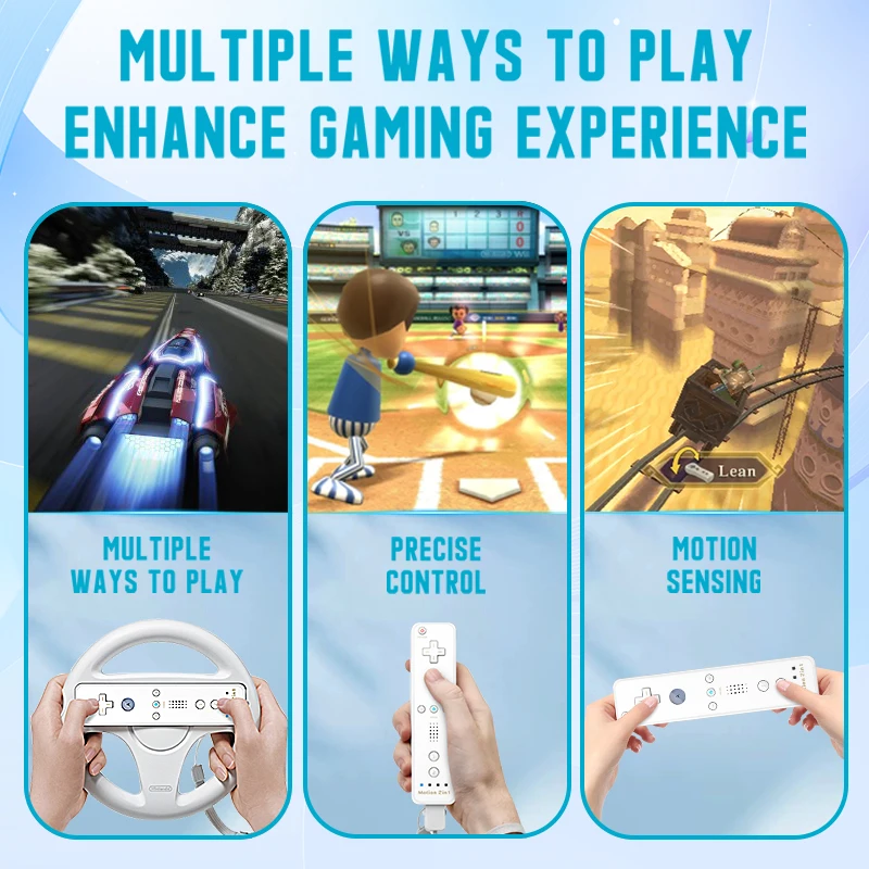 Nintendo Wii Consloe 용 2in1 컨트롤러 옵션 모션 플러스 무선 원격 게임 패드 조이스틱 (실리콘 케이스 포함) 게임 액세서리