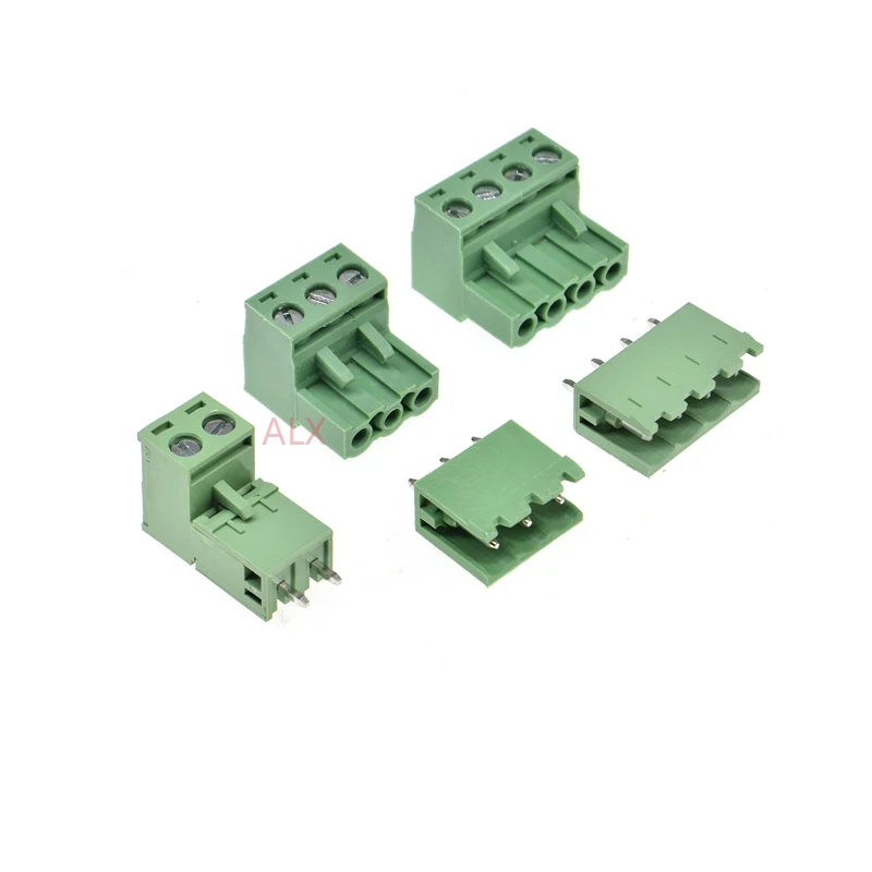 10Sets 2edg 2/3/4/5/6/7/8/9 핀 나사 고정 터미널 블록 커넥터 5.08mm 피치 플러그 + Pcb 2p 3p 4p 용 스트레이트 핀 헤더 소켓