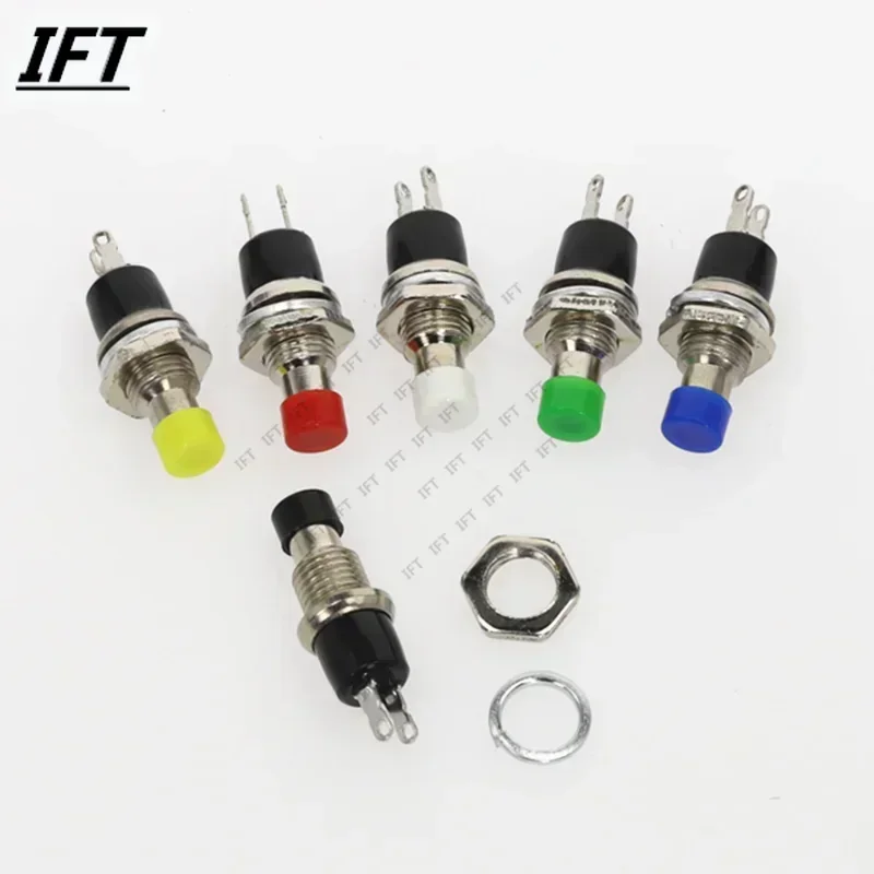 6pcs PBS-110 7MM 순간 푸시 버튼 스위치 재설정 스위치를 누르십시오. 켜기 끄기 푸시 버튼 마이크로 스위치 일반적으로 닫힘 NC 또는 NO