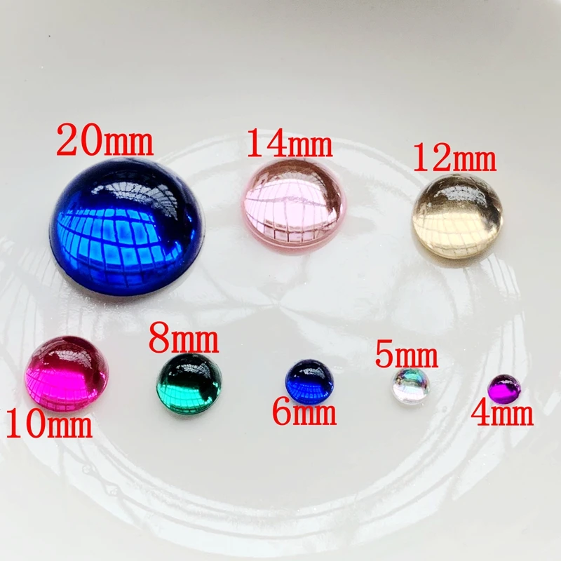 11 가지 색상 4mm & 5mm & 6mm & 8mm & 10mm & 12mm & 14mm & 20mm 아크릴 플랫 백 네일 아트 휴대 전화 장식 보석 액세서리 만들기