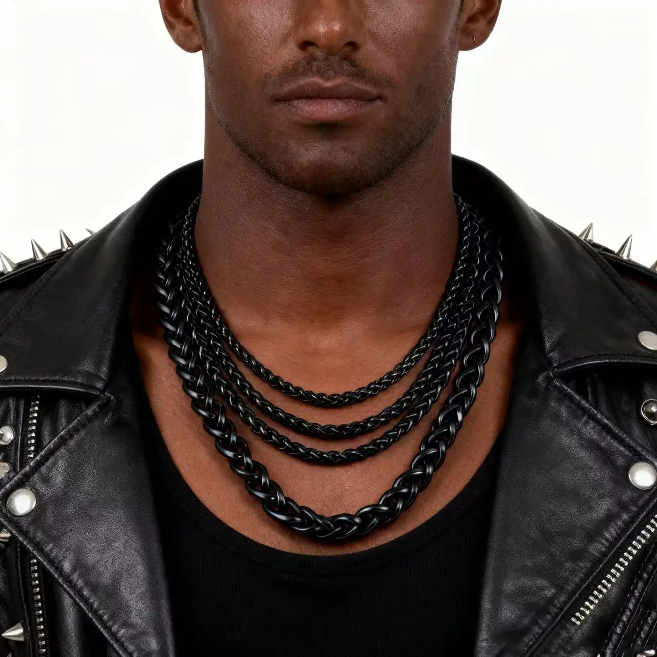 HNSP 스테인리스 스틸 실버 컬러 트위스트 로프 체인 목걸이 남성 여성 힙합 펑크 주얼리 액세서리 3/4/5/6/8MM 두께