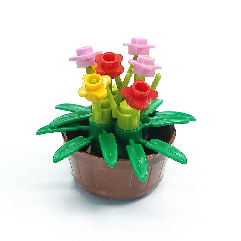 MOC 나무 식물 빌딩 블록 벽돌 잔디 부시 정글 꽃 정원 6064 2417 32606 2435 3741 도시 친구 장난감과 호환 가능