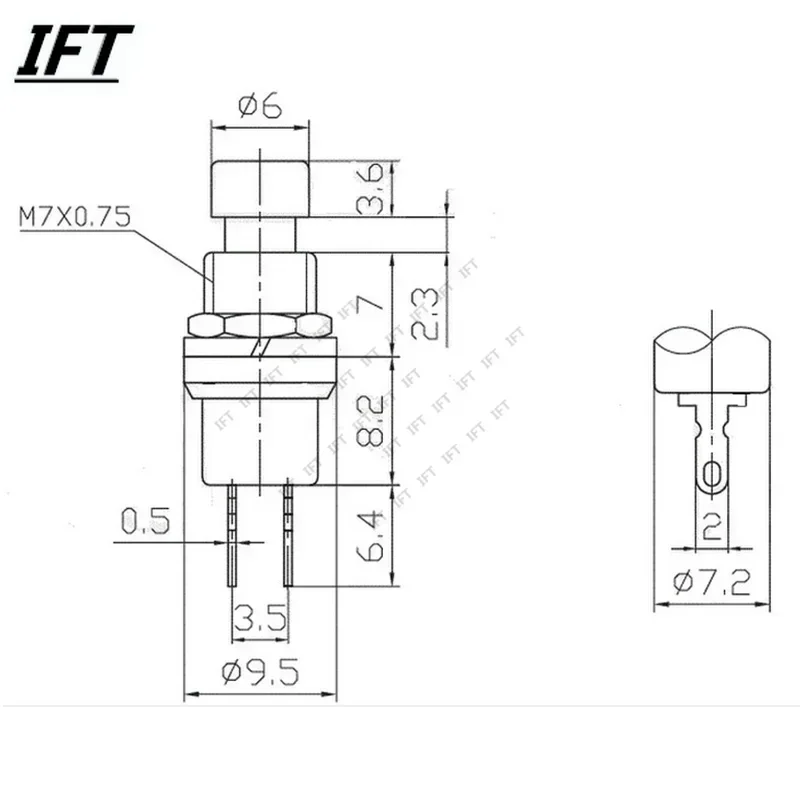 6pcs PBS-110 7MM 순간 푸시 버튼 스위치 재설정 스위치를 누르십시오. 켜기 끄기 푸시 버튼 마이크로 스위치 일반적으로 닫힘 NC 또는 NO