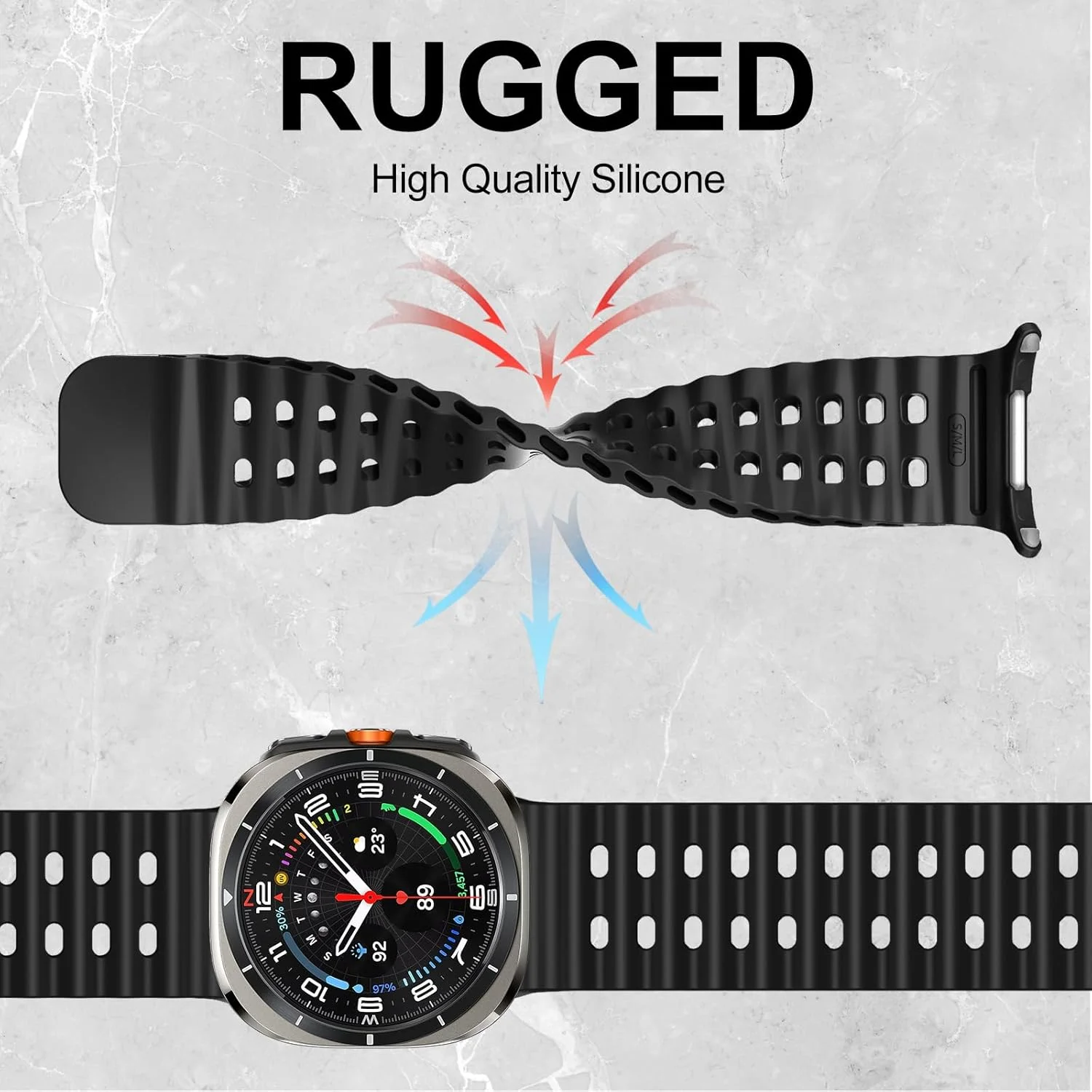 삼성 갤럭시 시계 울트라 47mm 스포츠 실리콘 밴드 팔찌에 대한 해양 스트랩 삼성 갤럭시 울트라 시계 밴드 액세서리